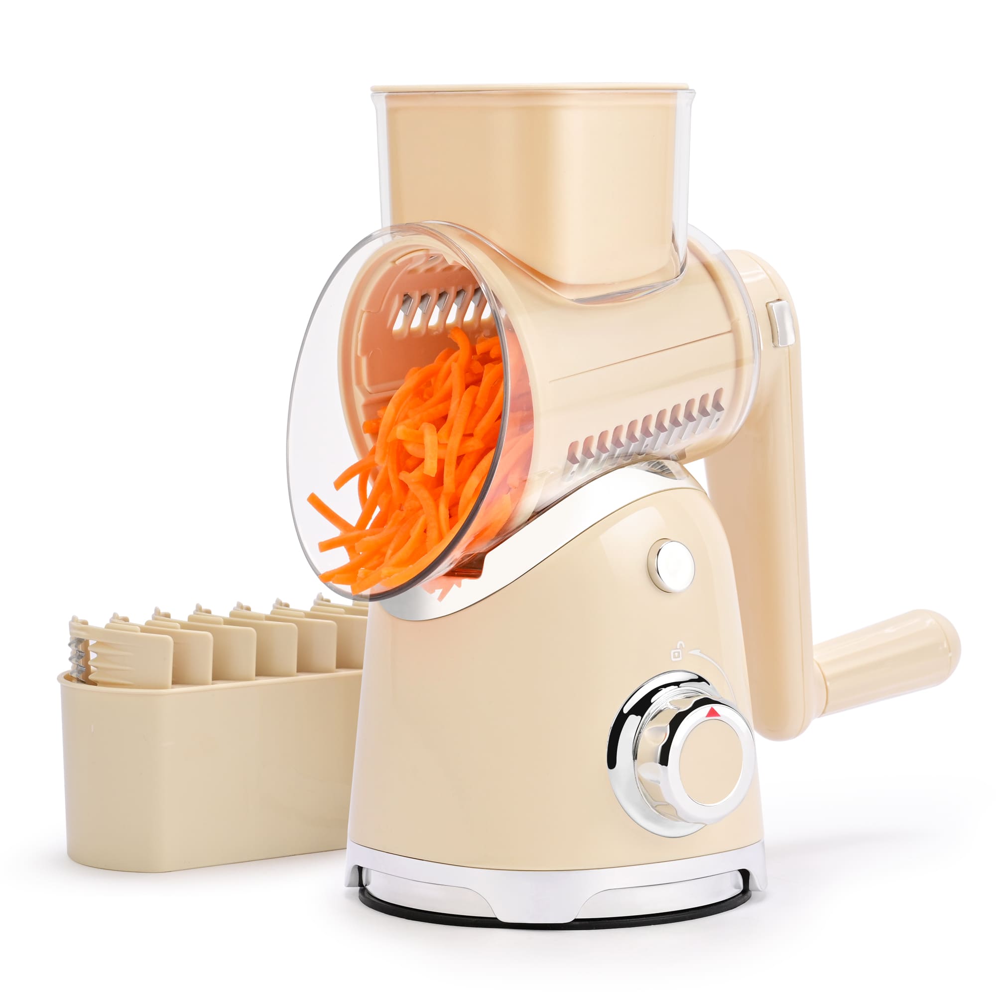 Rotary Cheese Grater 6 Blades Vegetable Slicer with Suction Base A911