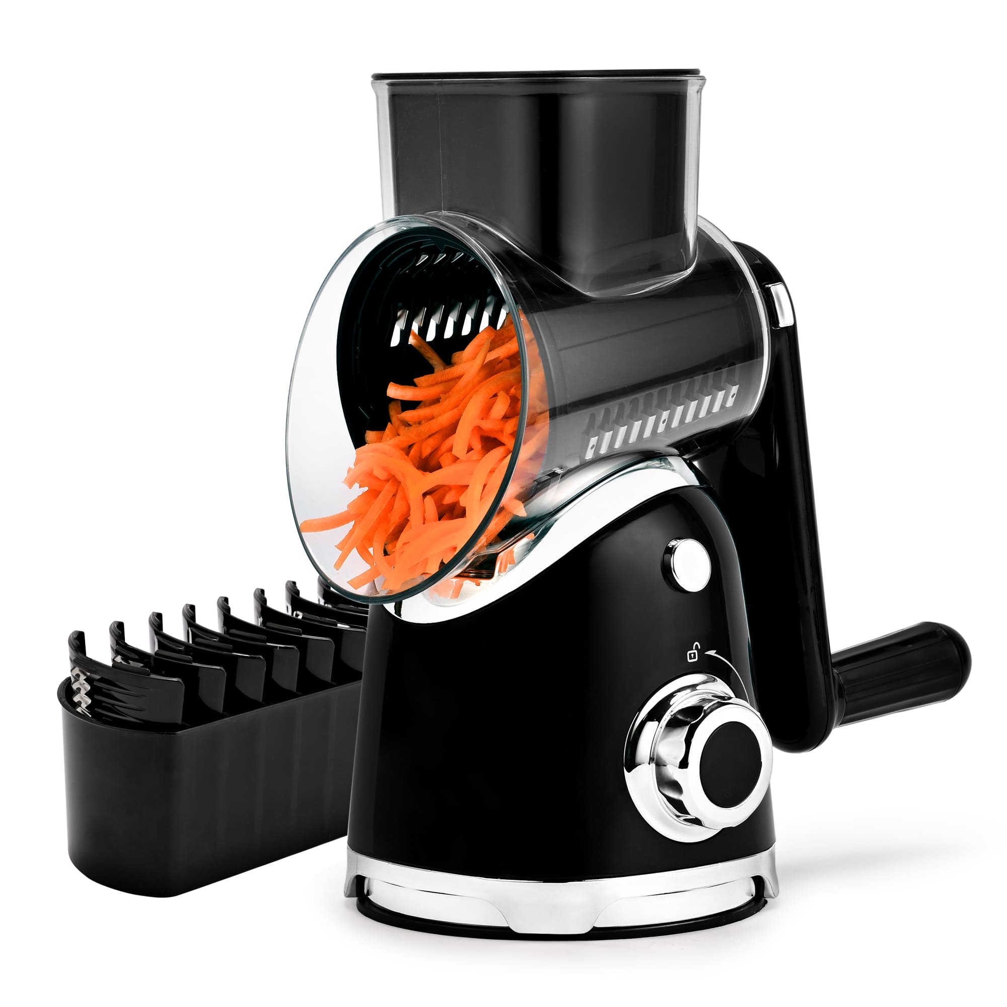Rotary Cheese Grater 6 Blades Vegetable Slicer with Suction Base A911