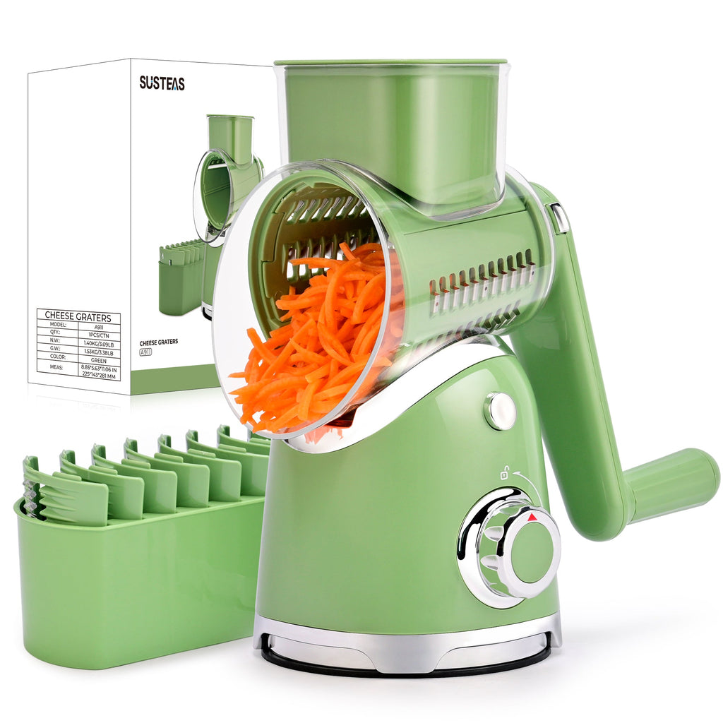 Rotary Cheese Grater 6 Blades Vegetable Slicer with Suction Base A911