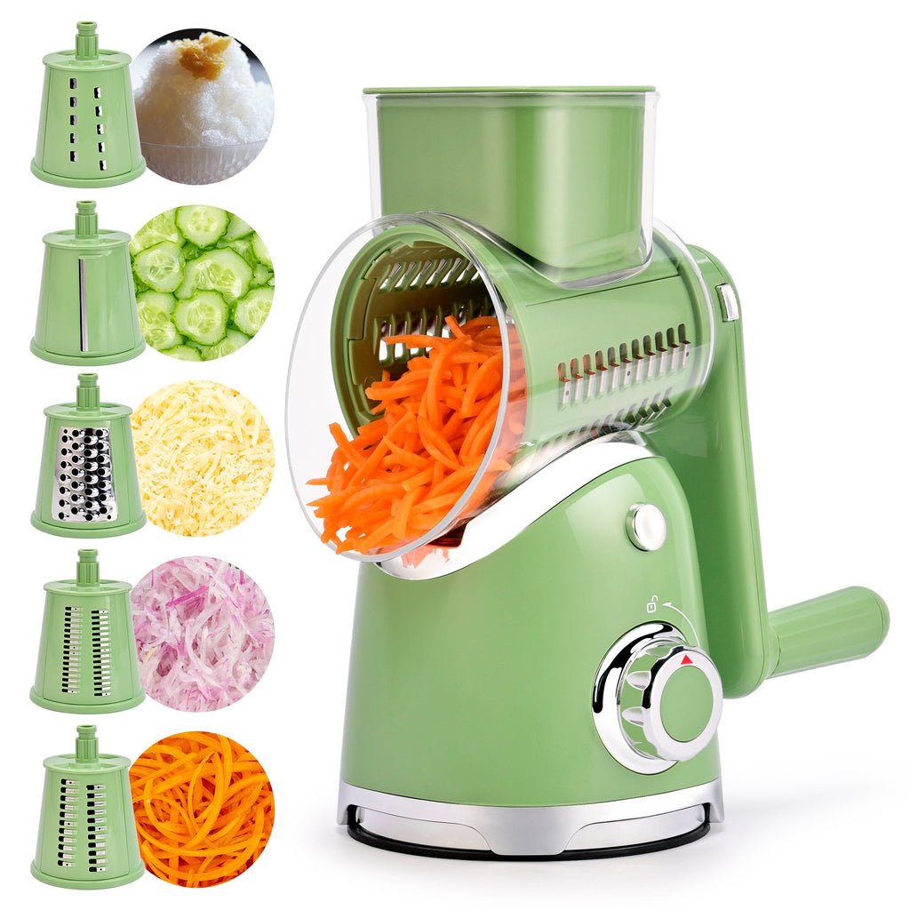 Rotary Cheese Grater 6 Blades Vegetable Slicer with Suction Base A911