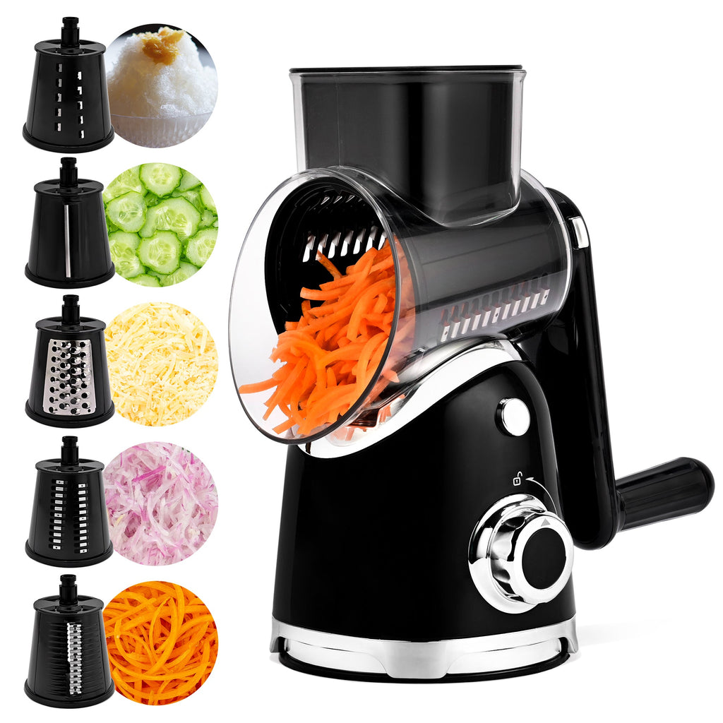 Rotary Cheese Grater 6 Blades Vegetable Slicer with Suction Base A911