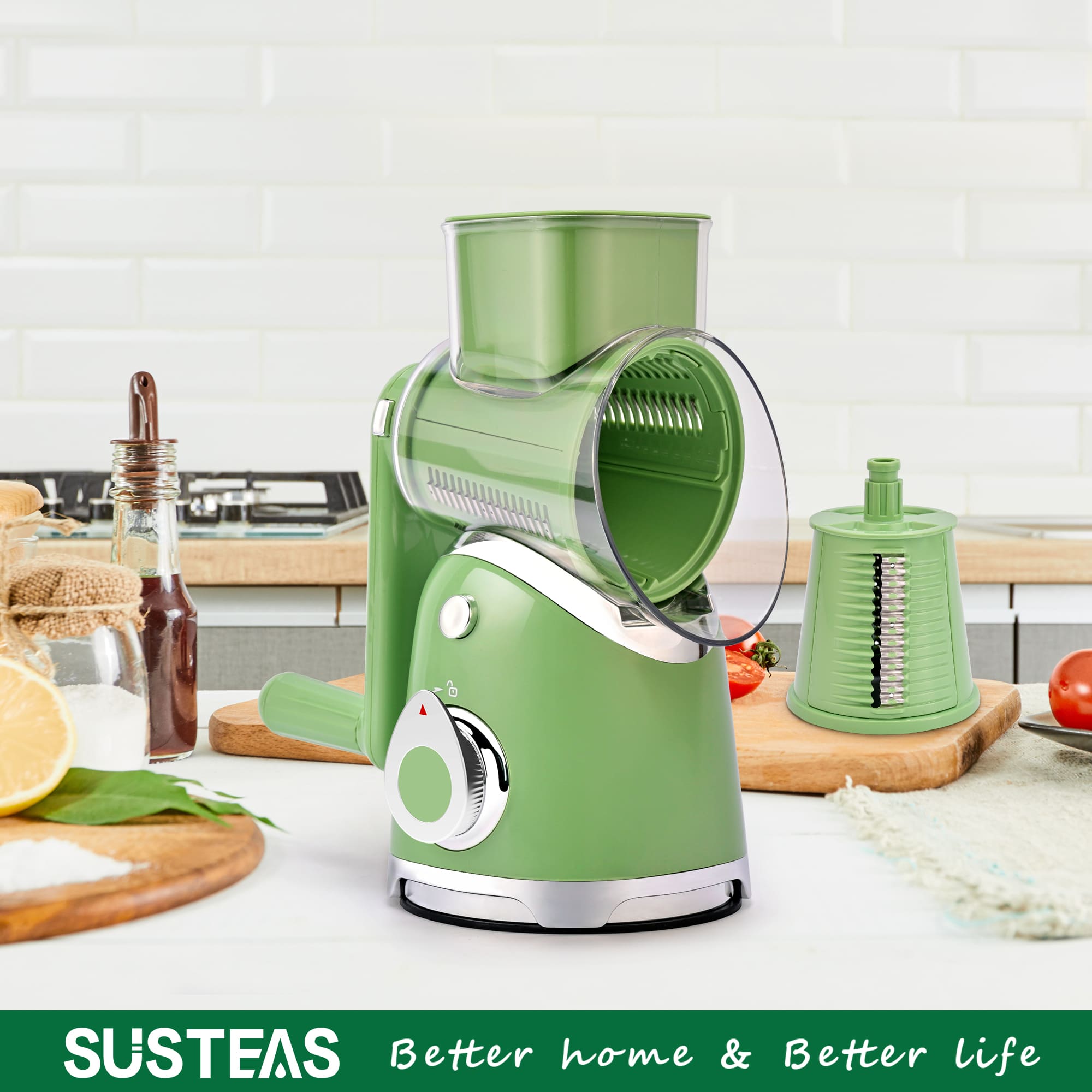 SUSTEAS Kitchen Salad Series  Essentials Bundle: Grater Machine A911 and Salad Spinner for home