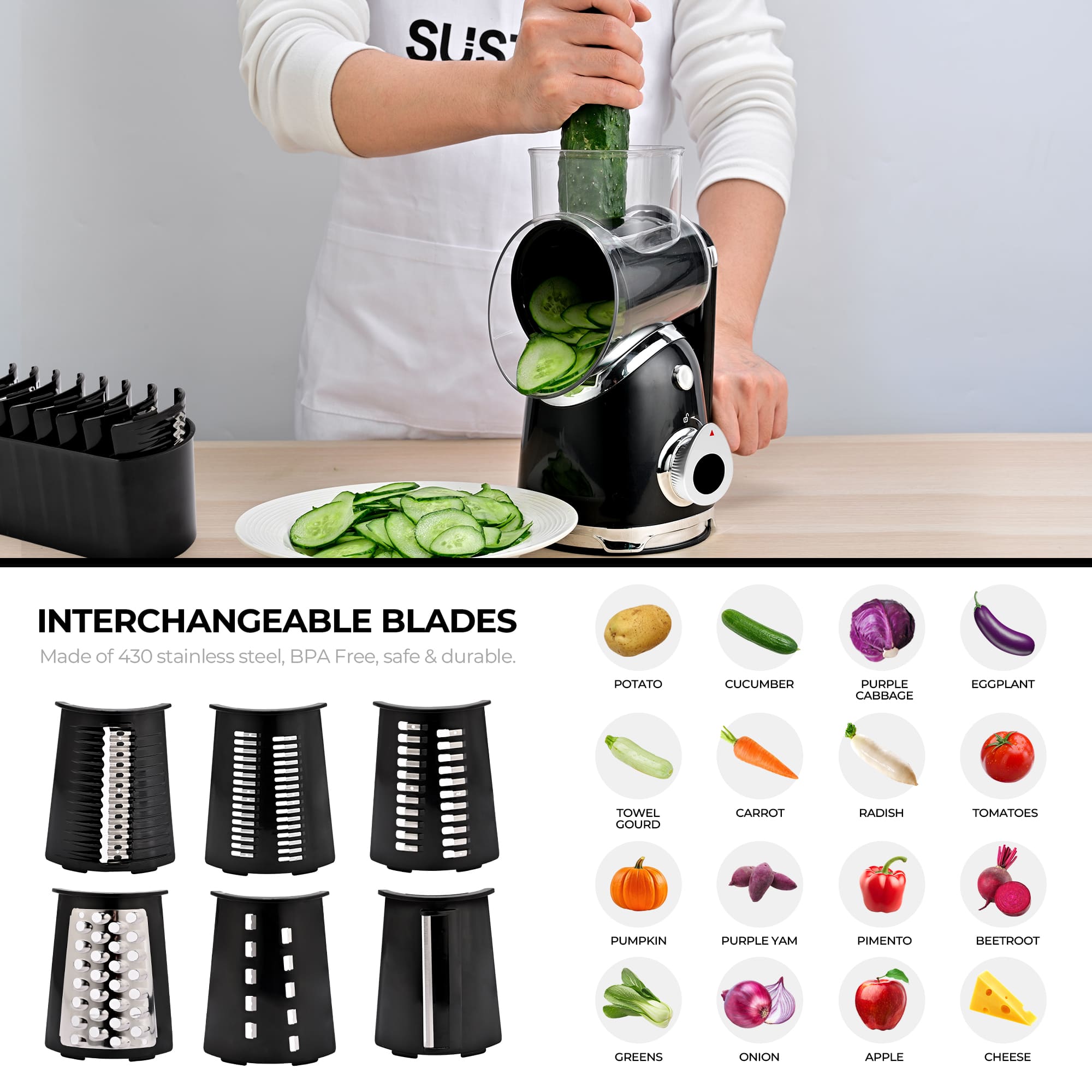 Cold Press Juicer MP802K and Cheese Grater Kitchen Bundle for Home MP802K+A911