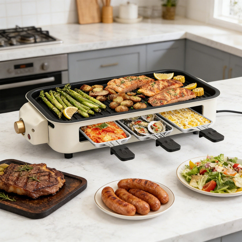 Electric Grill Smokeless Non Stick Indoor Griddle with Adjustable Temp 1700W