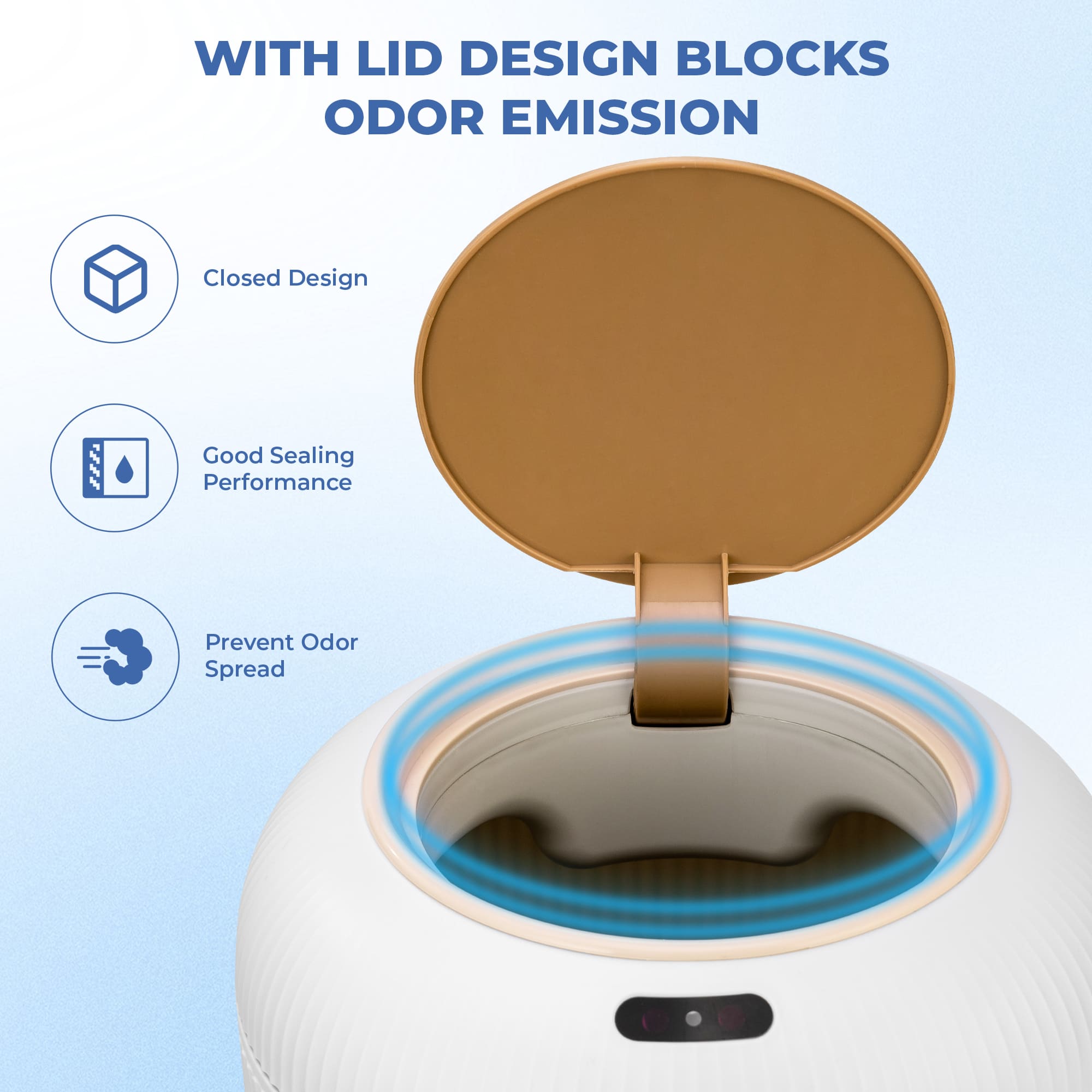 Motion Sensor Trash Can 10L for Bathroom, Touchless with Automatic Quiet Closing TG6110