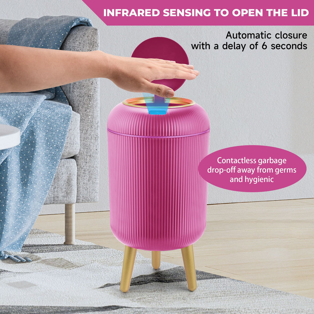 Motion Sensor Trash Can 10L for Bathroom, Touchless with Automatic Quiet Closing TG6110