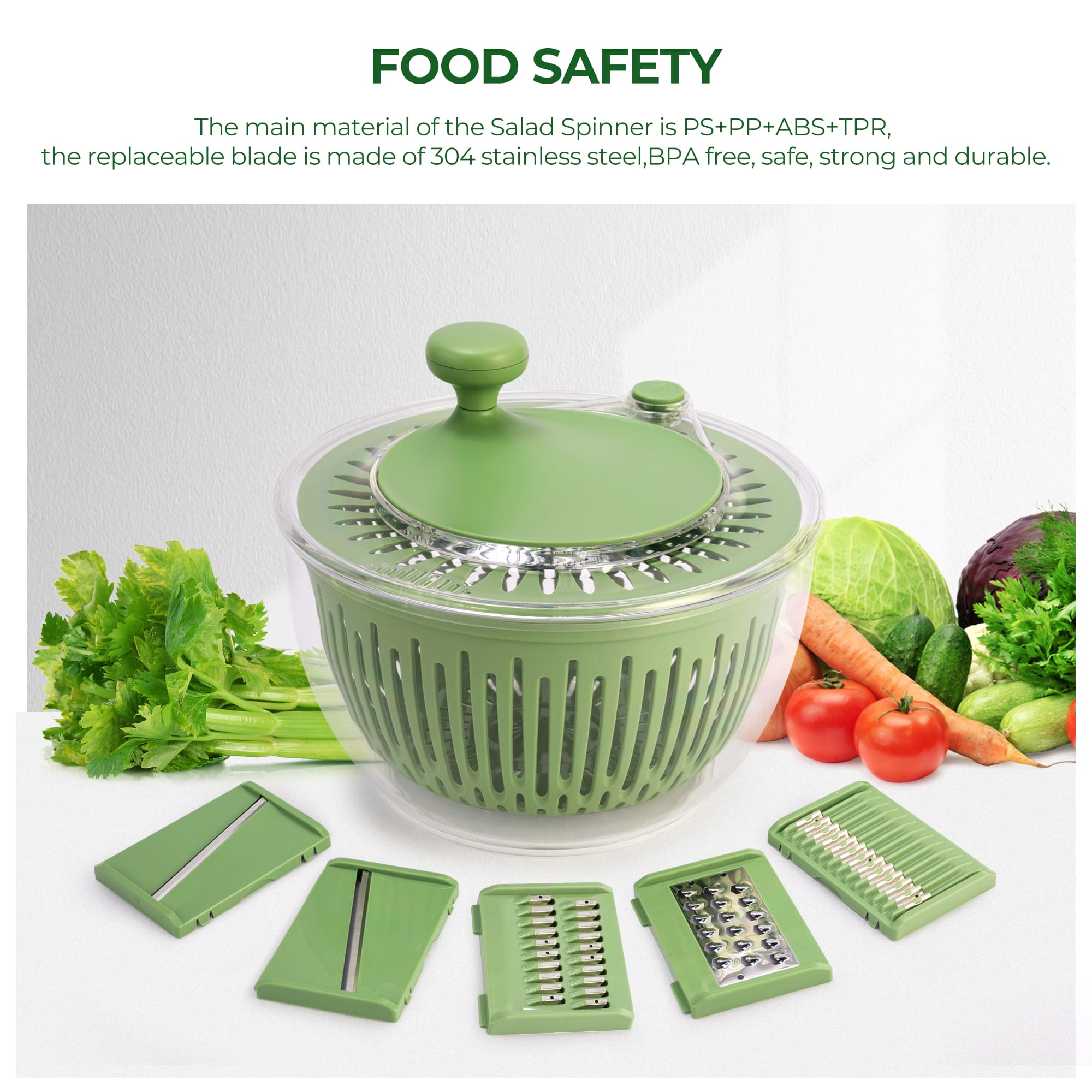 SUSTEAS Kitchen Salad Series  Essentials Bundle: Grater Machine A911 and Salad Spinner for home