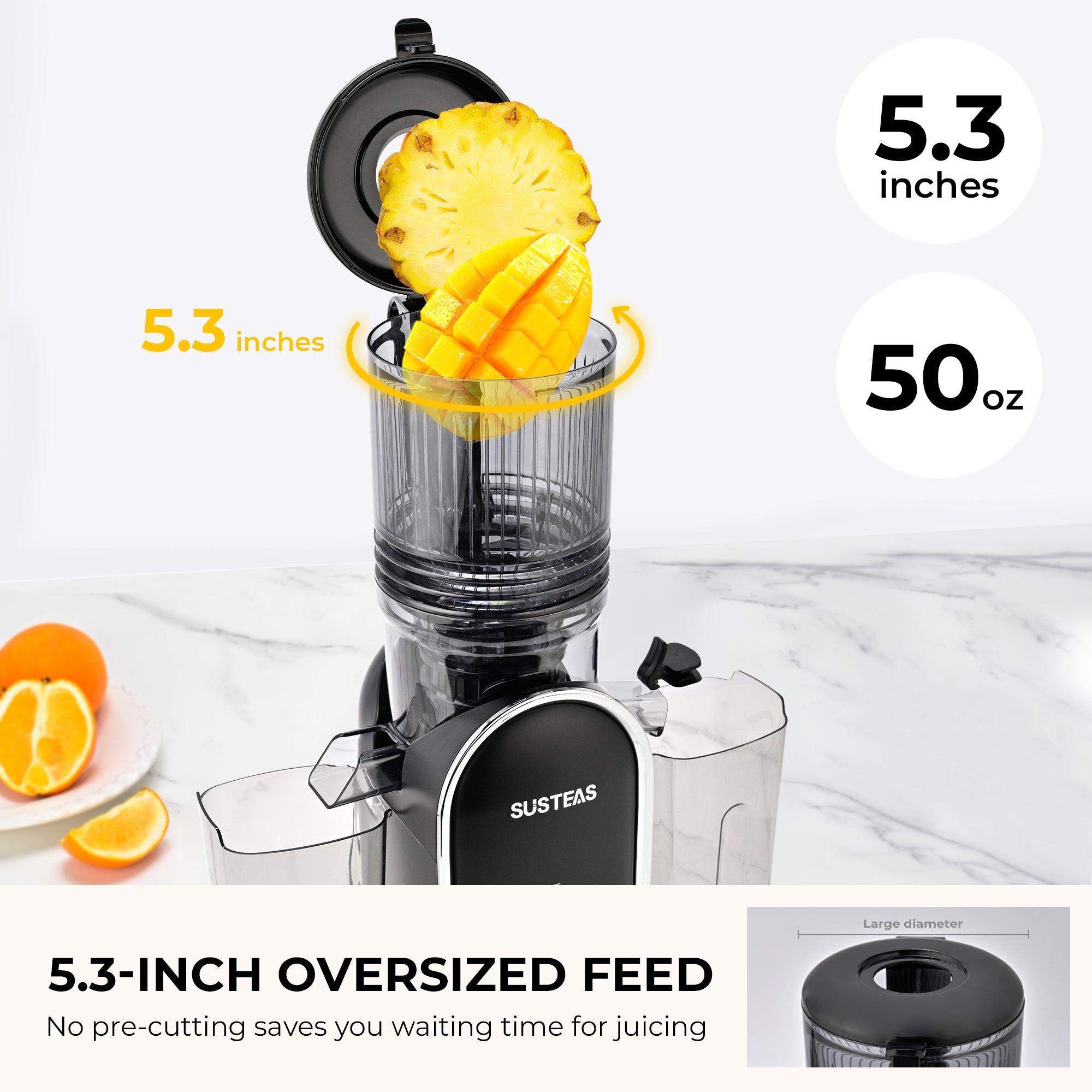 Cold Press Juicer 5.3 Inch Whole Fruit with One Button Operation 200W MP802K