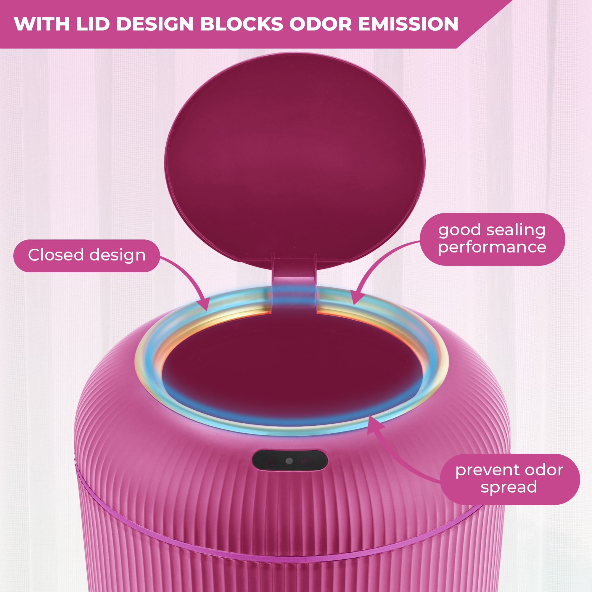 Motion Sensor Trash Can 10L for Bathroom, Touchless with Automatic Quiet Closing TG6110