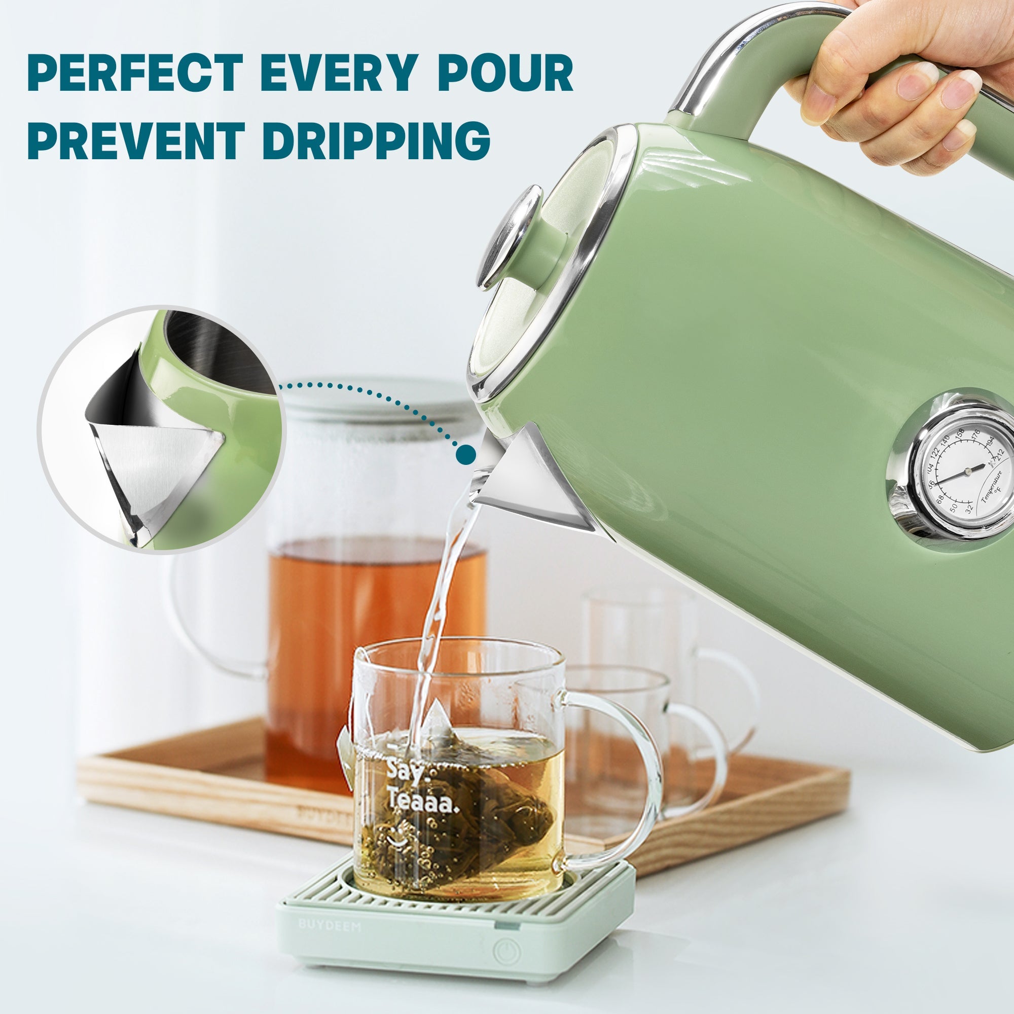 Electric Kettle Fast Boiling 1.7L Stainless Steel Auto Shut Off for Home KE1309BT