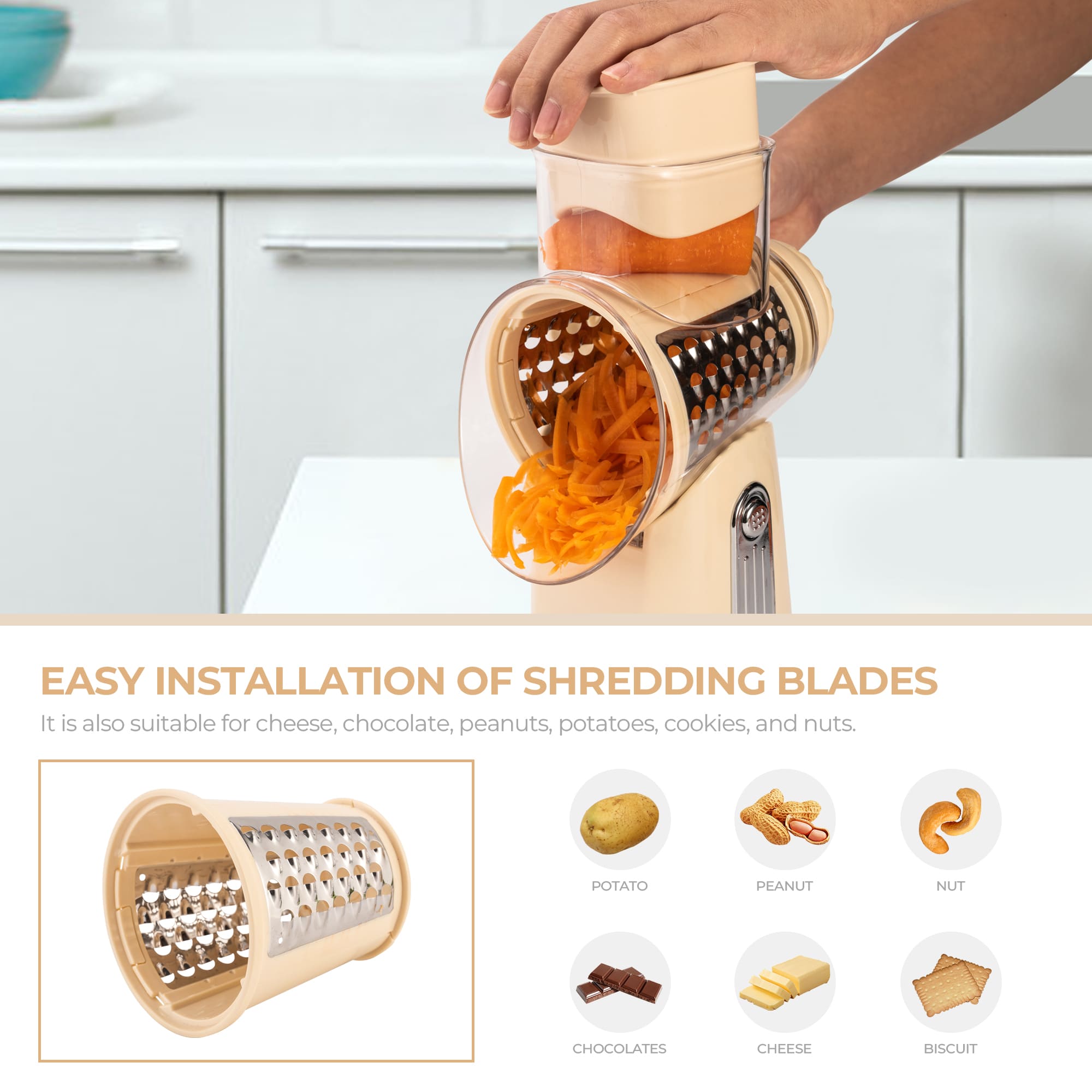 Rotary Cheese Grater and Cold Press Juicer Home Bundle LS-1070+MP802K