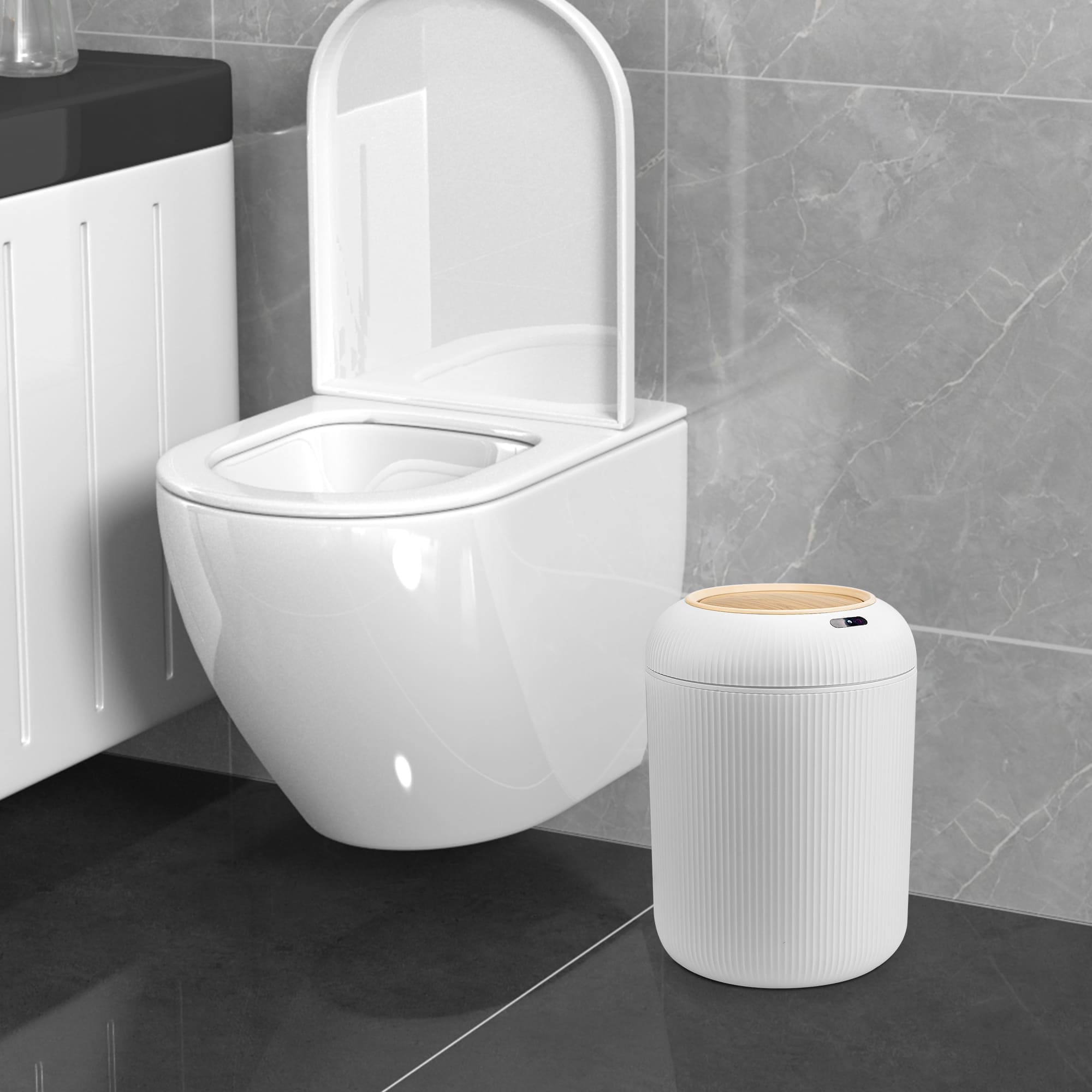 Motion Sensor Trash Can 10L for Bathroom, Touchless with Automatic Quiet Closing TG6110