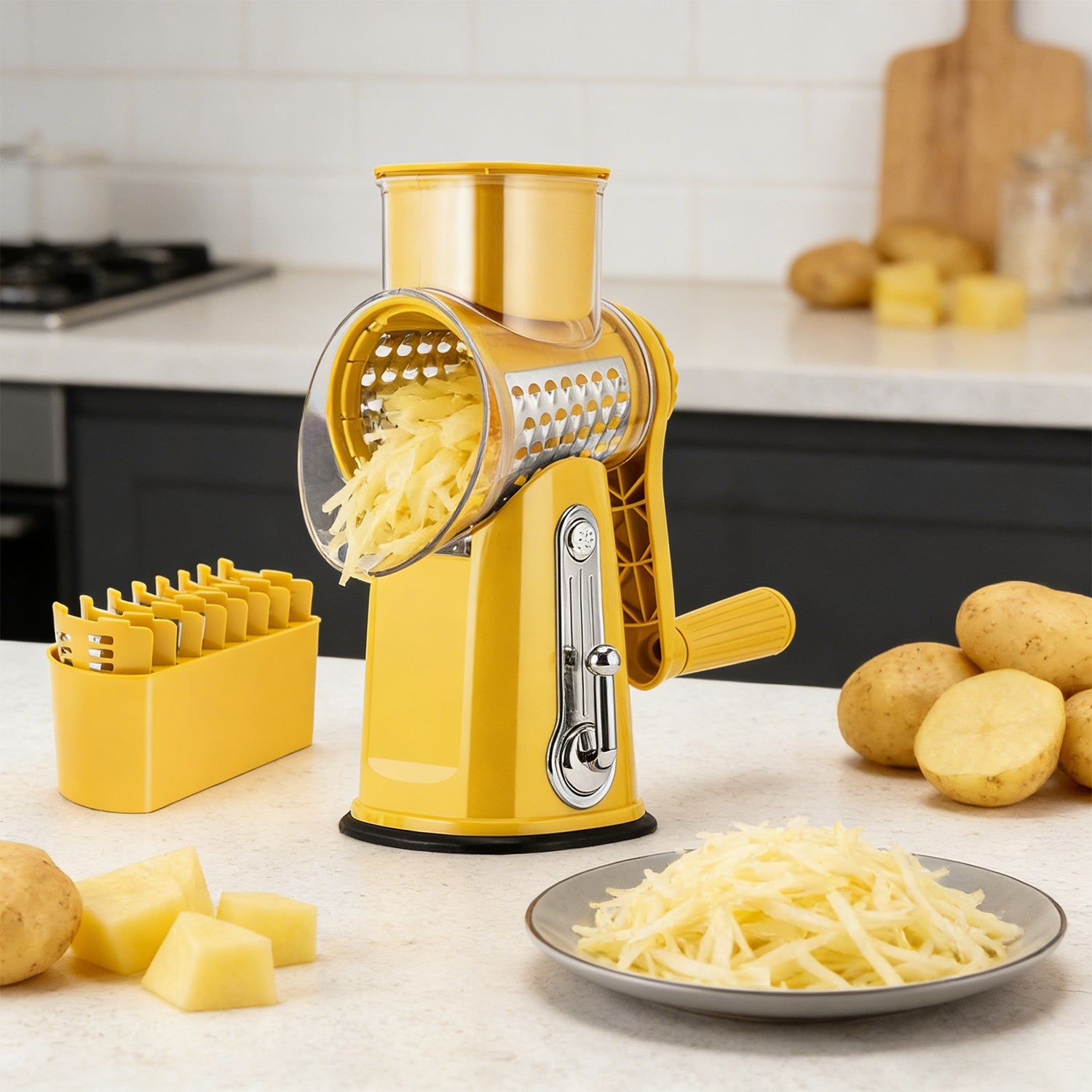 Rotary Cheese Grater 5 Blades Hand Crank Vegetable Slicer LS-1070