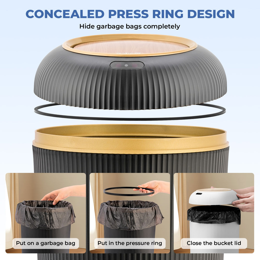 Motion Sensor Trash Can 10L for Bathroom, Touchless with Automatic Quiet Closing TG6110