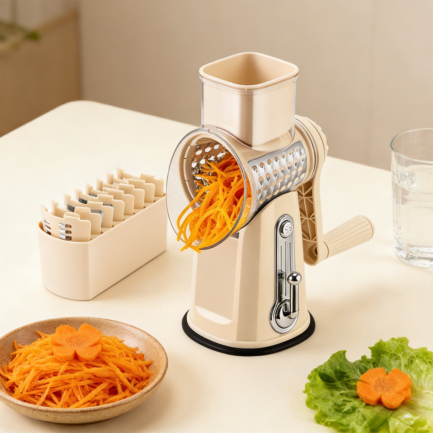 Rotary Cheese Grater 5 Blades Hand Crank Vegetable Slicer LS-1070