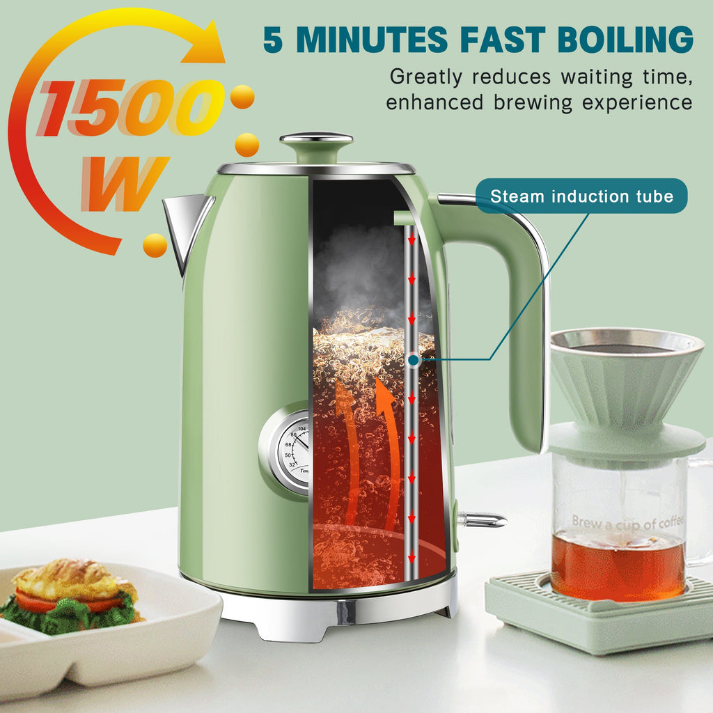 Electric Kettle Fast Boiling 1.7L Stainless Steel Auto Shut Off for Home KE1309BT