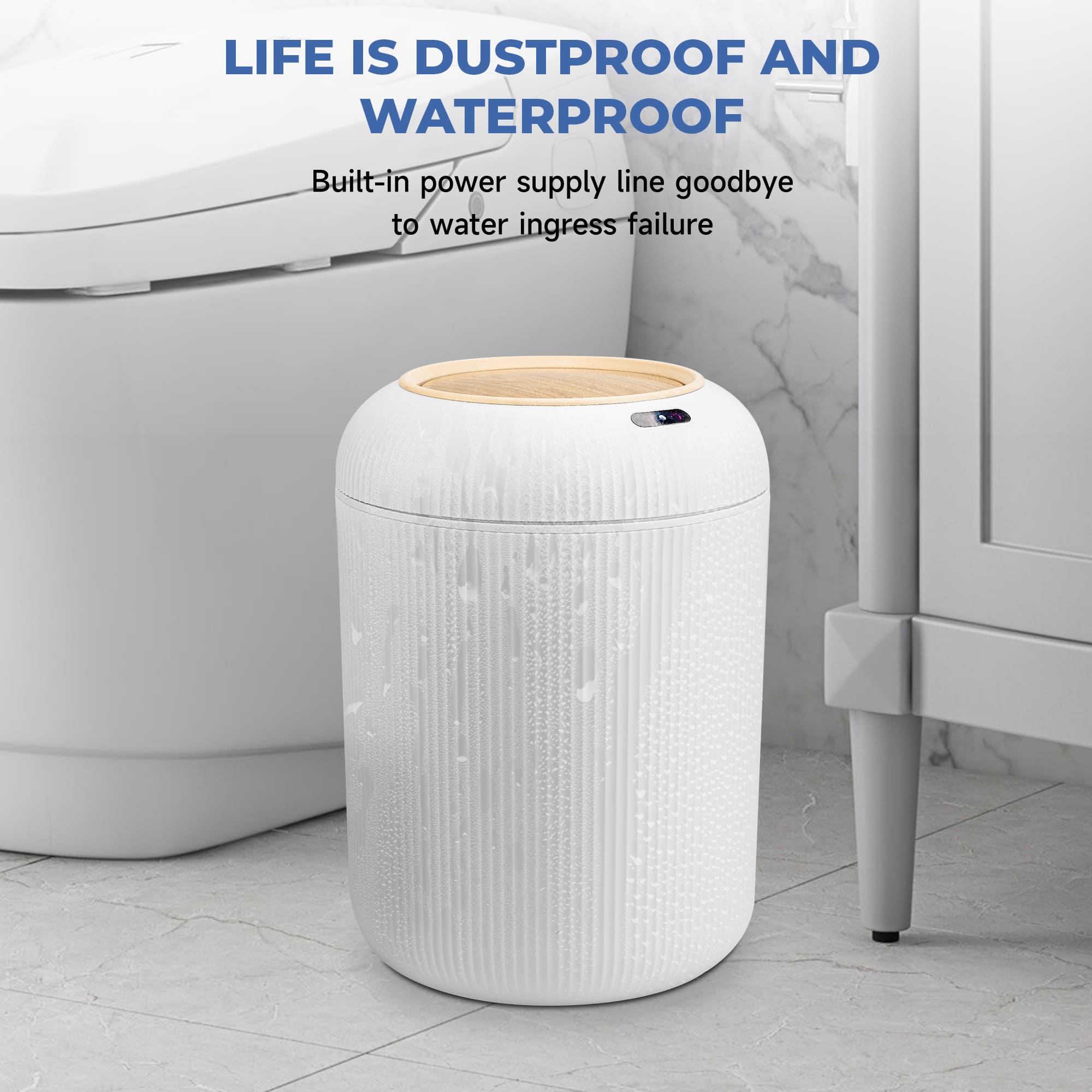 Motion Sensor Trash Can 10L for Bathroom, Touchless with Automatic Quiet Closing TG6110