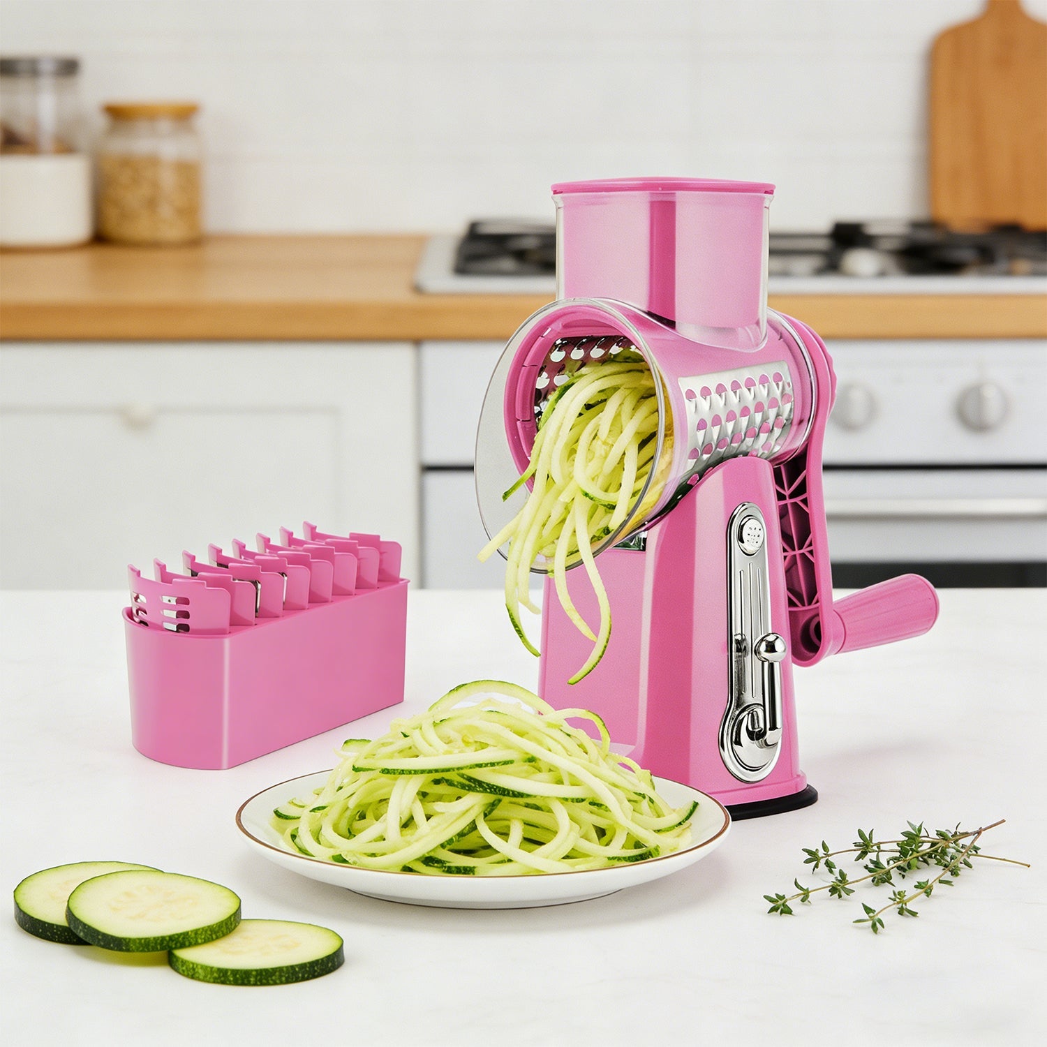 Rotary Cheese Grater 5 Blades Hand Crank Vegetable Slicer LS-1070