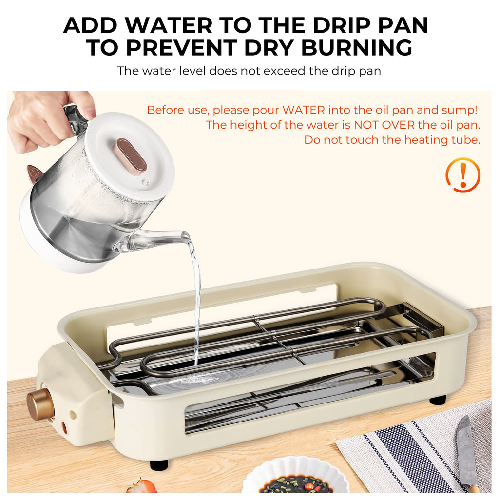 Electric Grill Smokeless Non Stick Indoor Griddle with Adjustable Temp 1700W