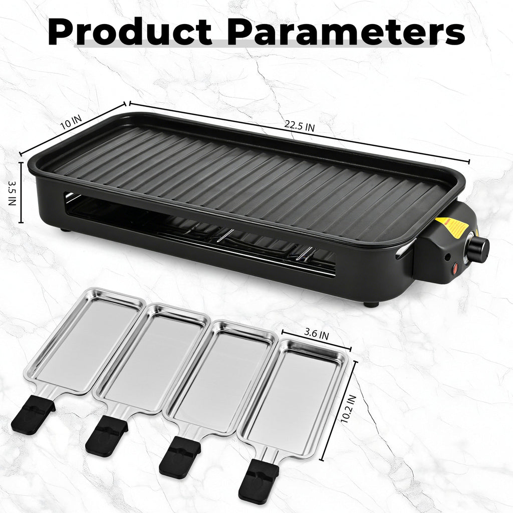 Indoor Electric Grill Smokeless Non-Stick Griddle with Raclette Pans DKS-320/ 321