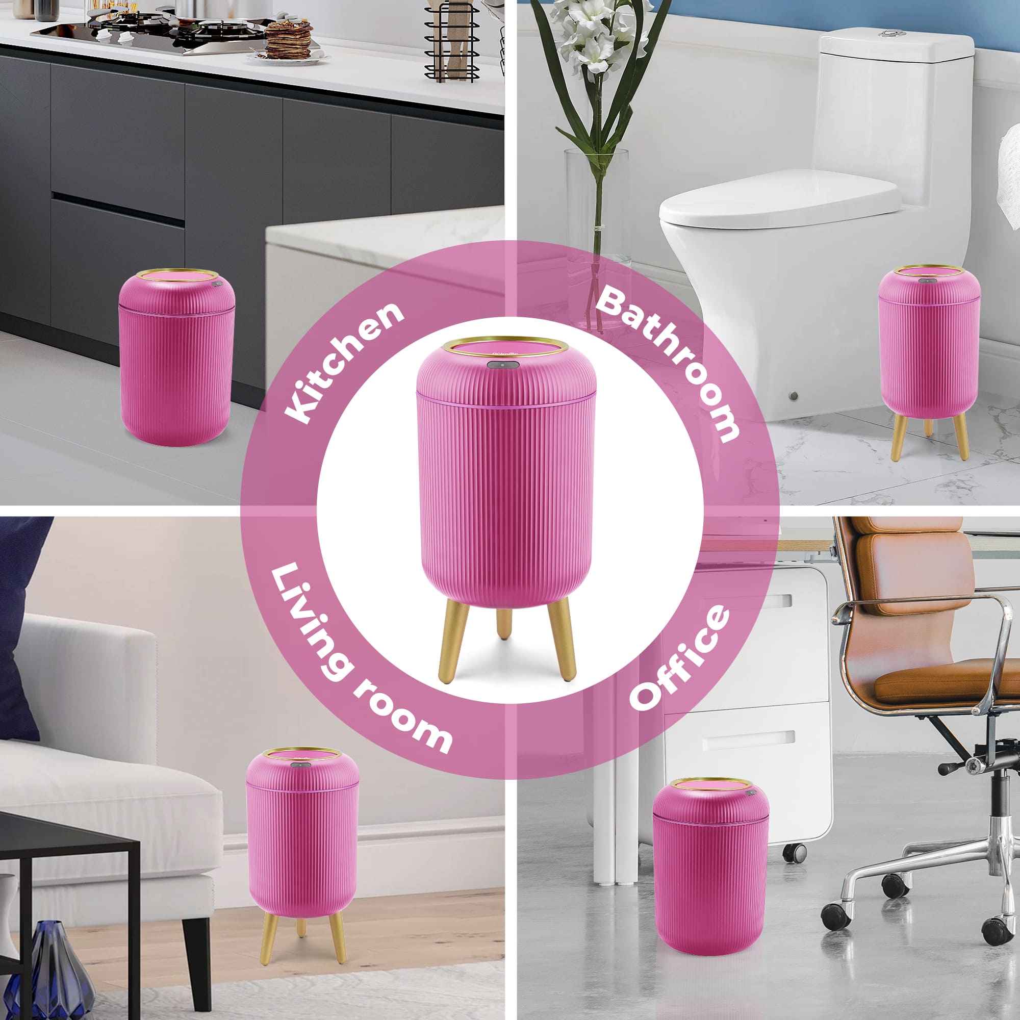 Motion Sensor Trash Can 10L for Bathroom, Touchless with Automatic Quiet Closing TG6110