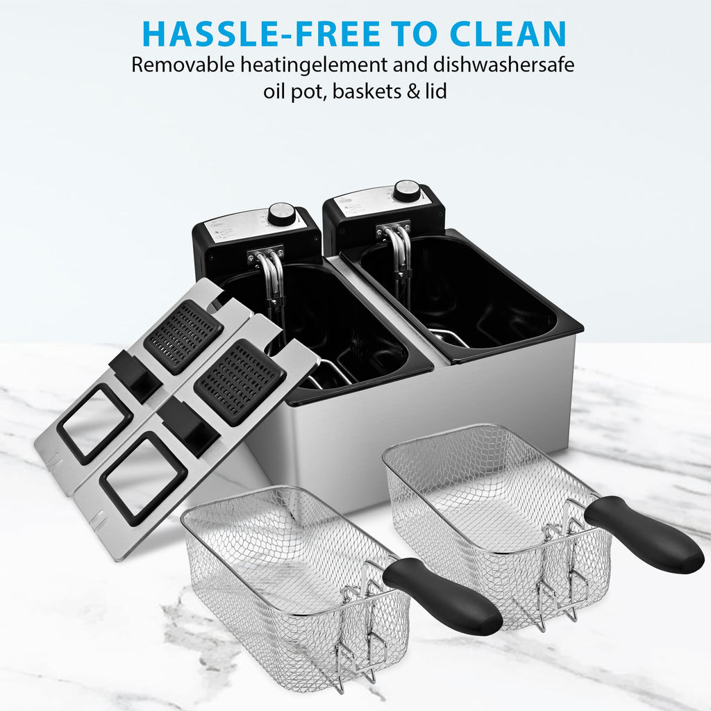 Electric Deep Fryer Adjustable Temp Compact for Small Kitchen 2.5L/1.5L/3L/6L