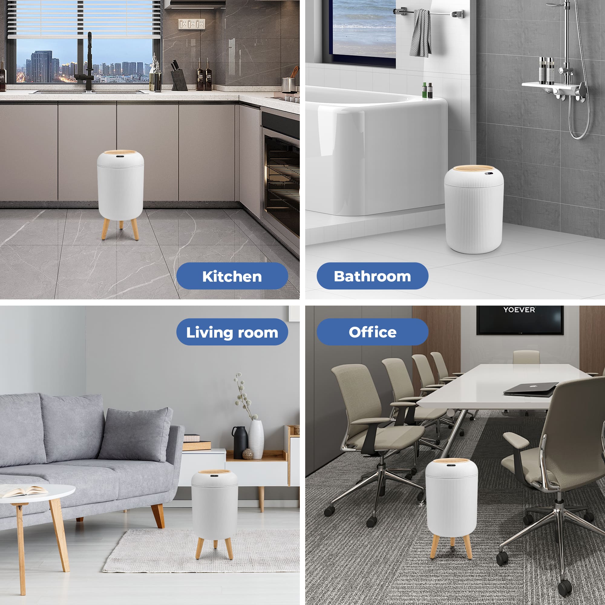 Motion Sensor Trash Can 10L for Bathroom, Touchless with Automatic Quiet Closing TG6110