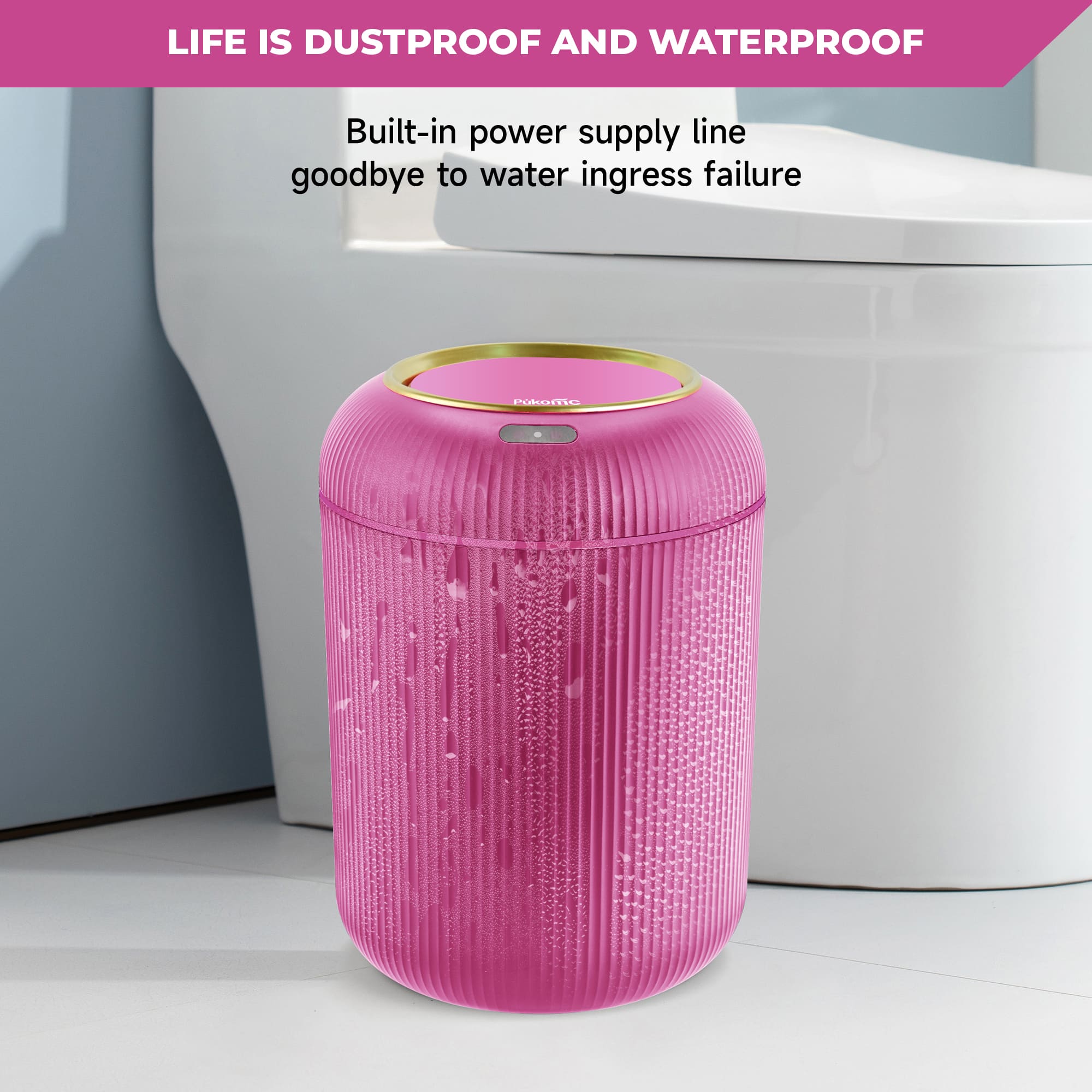 Motion Sensor Trash Can 10L for Bathroom, Touchless with Automatic Quiet Closing TG6110