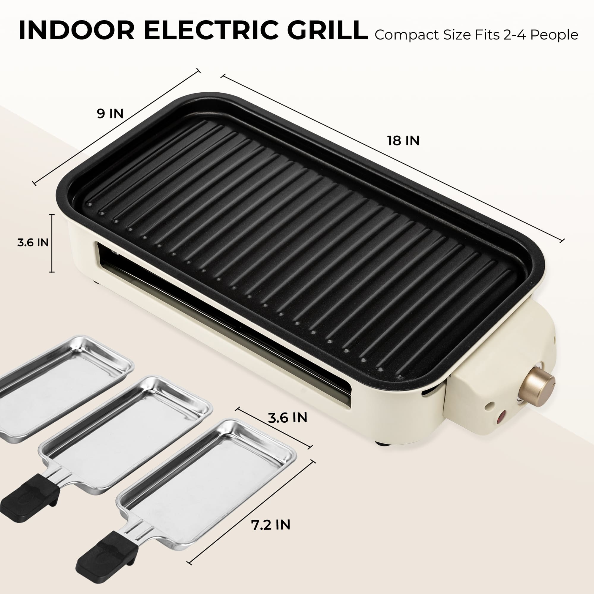 Electric Grill Smokeless Non Stick Indoor Griddle with Adjustable Temp 1700W