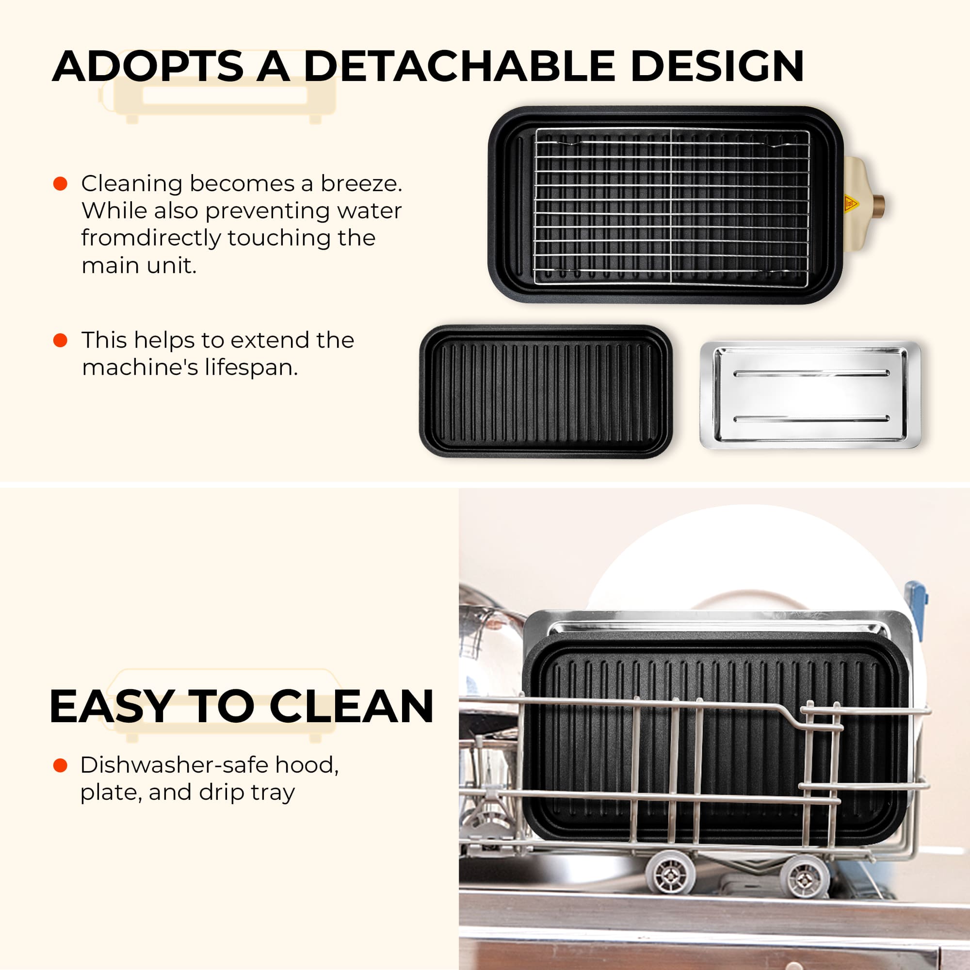Electric Grill Smokeless Non Stick Indoor Griddle with Adjustable Temp 1700W