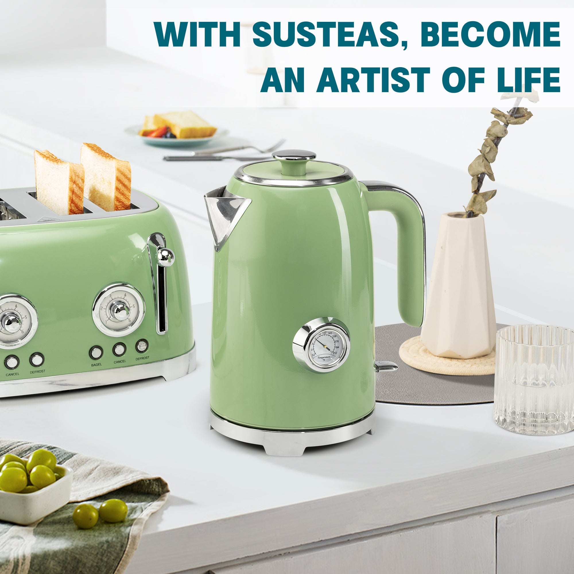 Electric Kettle Fast Boiling 1.7L Stainless Steel Auto Shut Off for Home KE1309BT