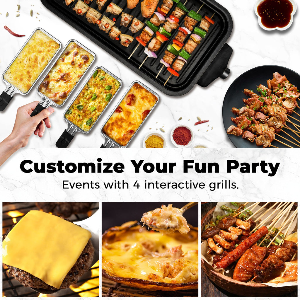 Indoor Electric Grill Smokeless Non-Stick Griddle with Raclette Pans DKS-320/ 321