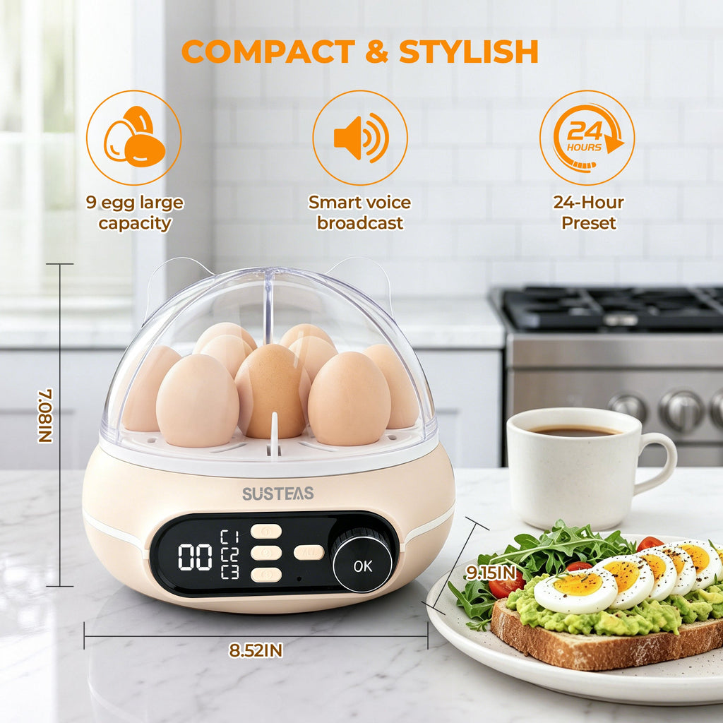 Rapid Egg Cooker 9 Eggs Capacity, Soft, Medium, Hard Boiled Egg Cooker ZD7000