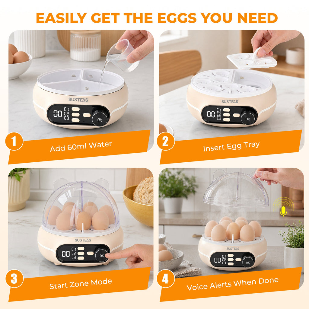 Rapid Egg Cooker 9 Eggs Capacity, Soft, Medium, Hard Boiled Egg Cooker ZD7000
