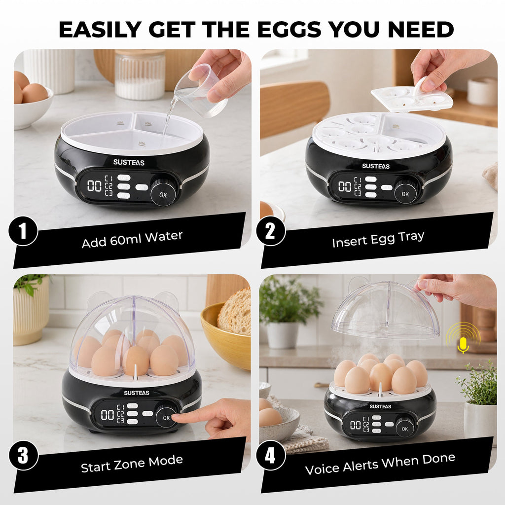 Rapid Egg Cooker 9 Eggs Capacity, Soft, Medium, Hard Boiled Egg Cooker ZD7000
