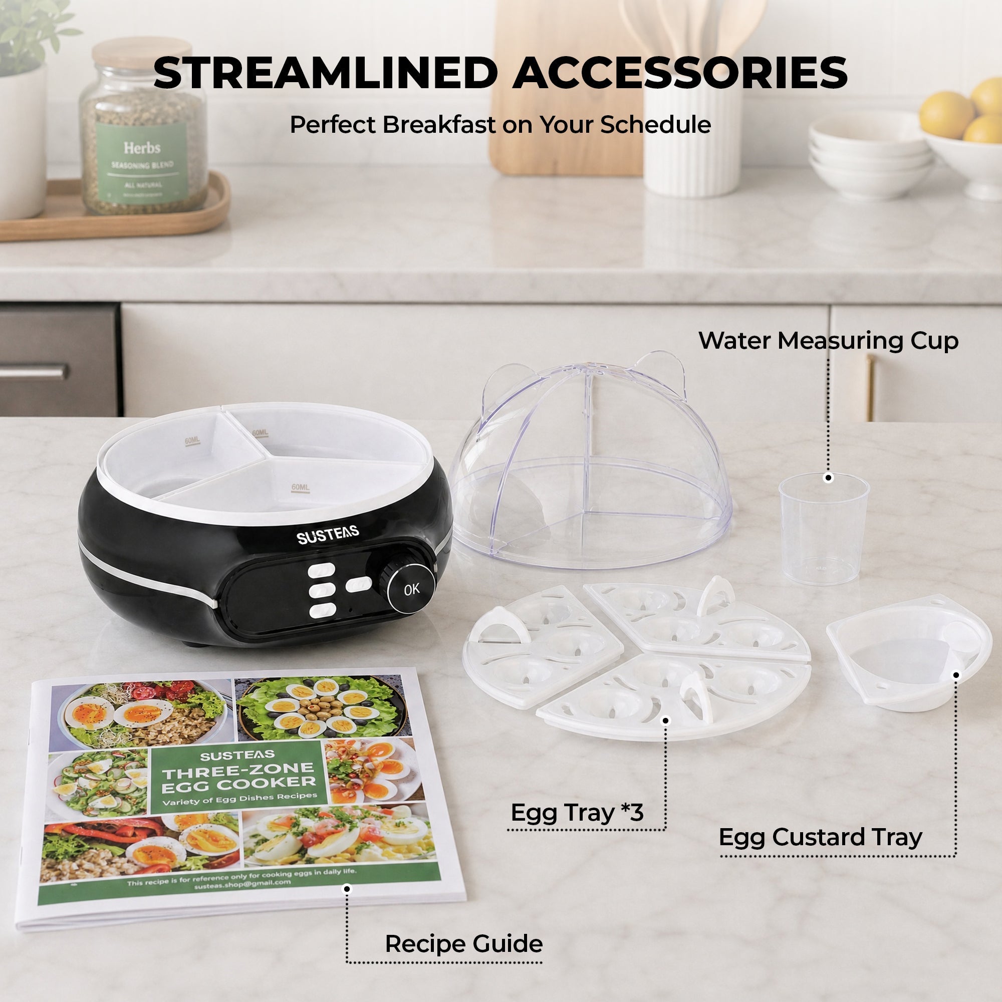 Rapid Egg Cooker 9 Eggs Capacity, Soft, Medium, Hard Boiled Egg Cooker ZD7000
