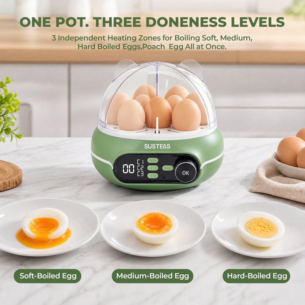 Rapid Egg Cooker 9 Eggs Capacity, Soft, Medium, Hard Boiled Egg Cooker ZD7000