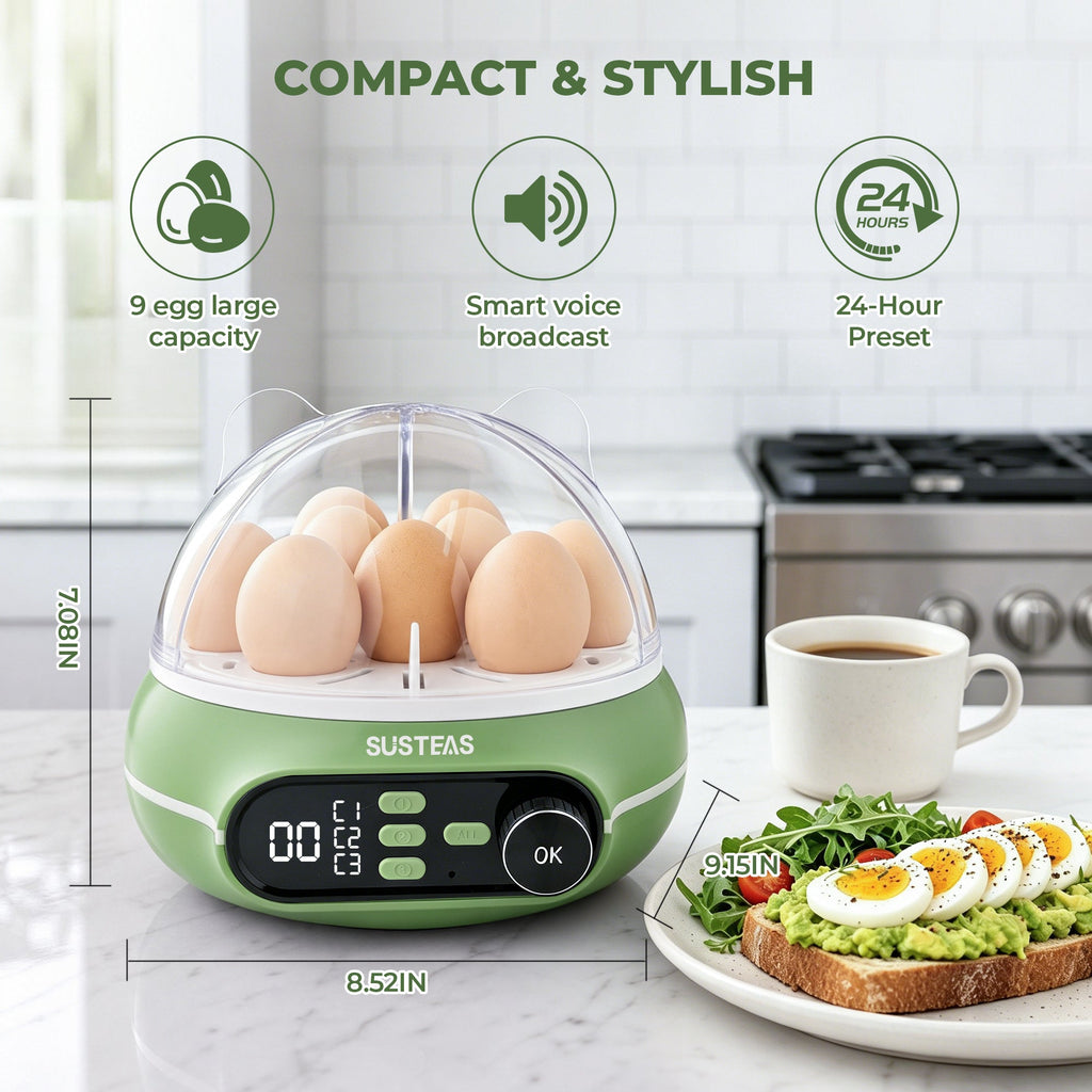 Rapid Egg Cooker 9 Eggs Capacity, Soft, Medium, Hard Boiled Egg Cooker ZD7000