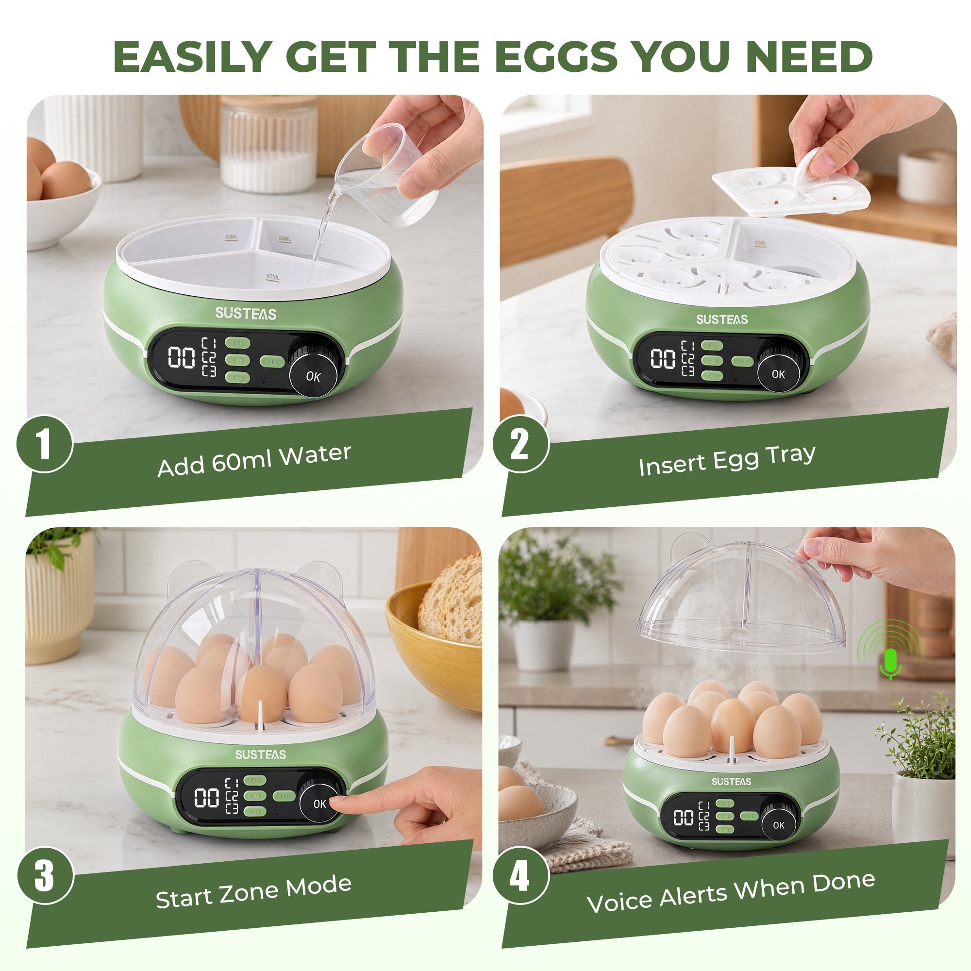 Rapid Egg Cooker 9 Eggs Capacity, Soft, Medium, Hard Boiled Egg Cooker ZD7000