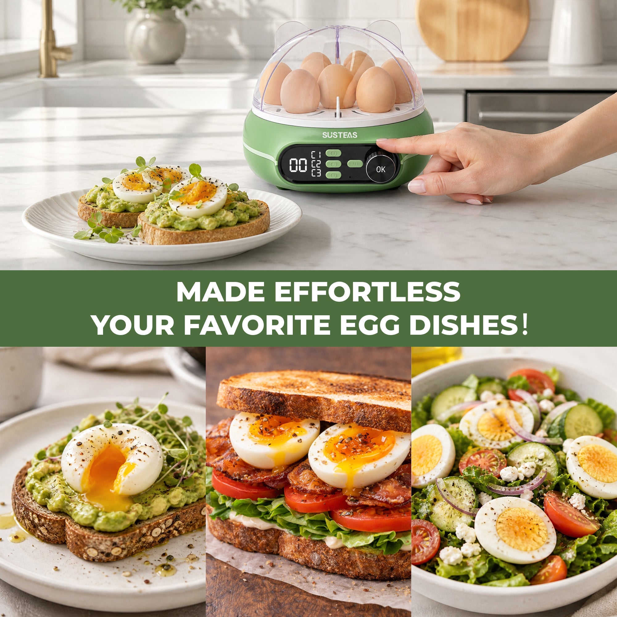 Rapid Egg Cooker 9 Eggs Capacity, Soft, Medium, Hard Boiled Egg Cooker ZD7000