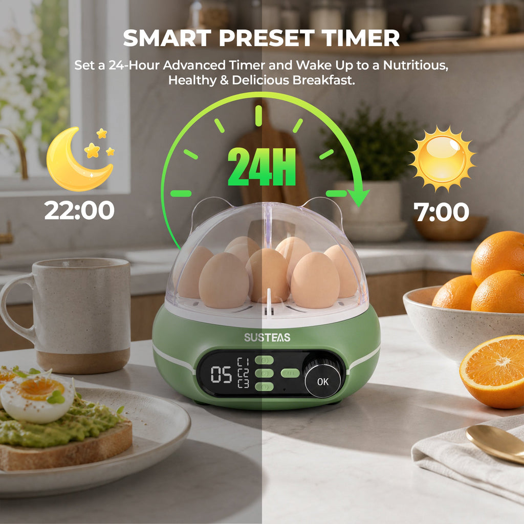 Rapid Egg Cooker 9 Eggs Capacity, Soft, Medium, Hard Boiled Egg Cooker ZD7000