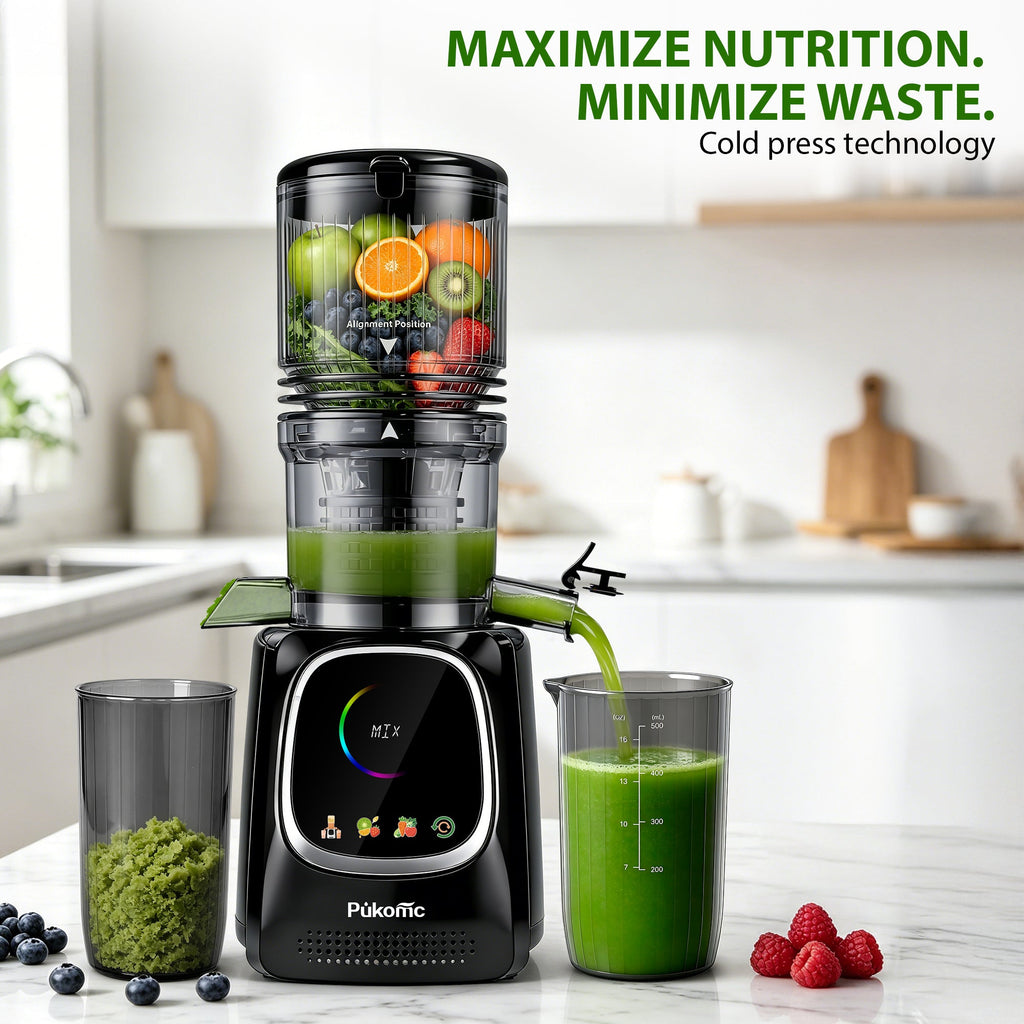 Cold Press Juicer Slow Masticating for Orange Fruits Vegetables, 5.3 inch feed chute 802S