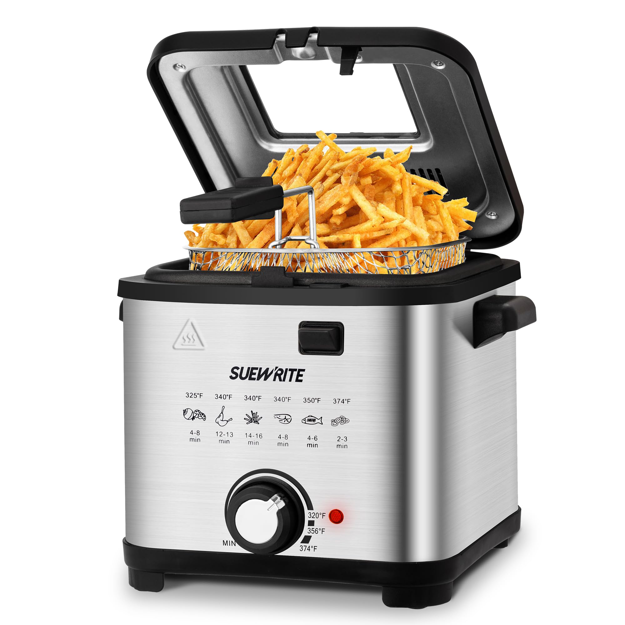 Electric Deep Fryer Adjustable Temp Compact for Small Kitchen 2.5L/1.5L/3L/6L