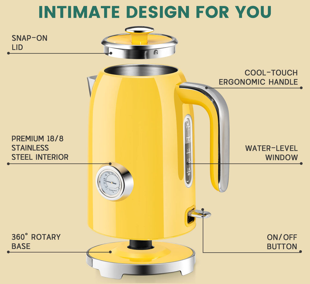 Electric Kettle Fast Boiling 1.7L Stainless Steel Auto Shut Off for Home KE1309BT