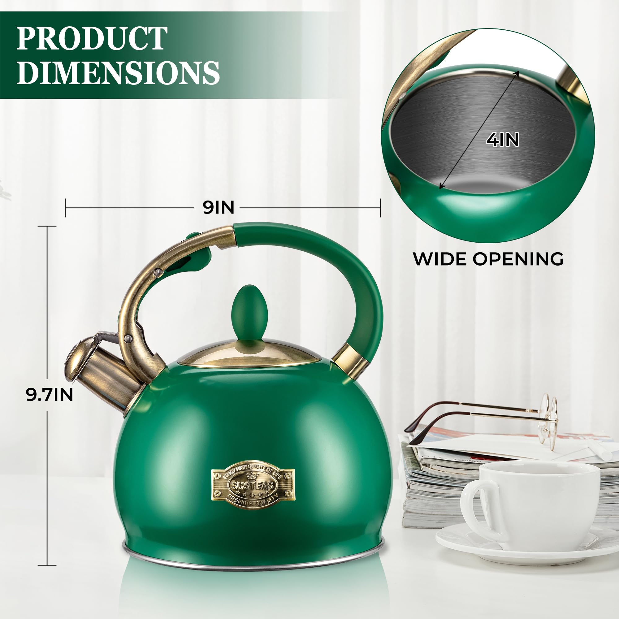 Stovetop Whistling Tea Kettle for Gas & Induction 2.64QT