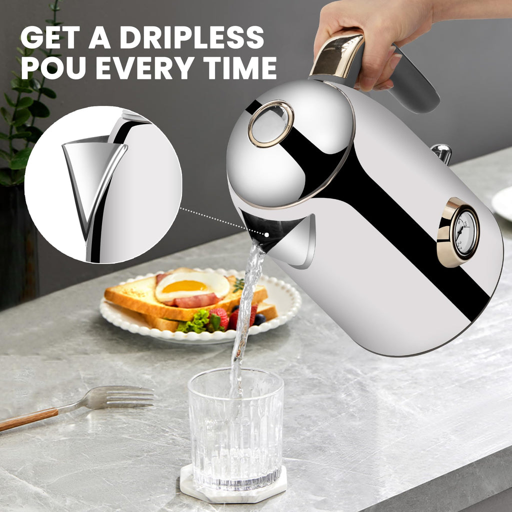 Electric Kettle Fast Boiling 1.7L Stainless Steel Auto Shut Off for Home KE1309BT