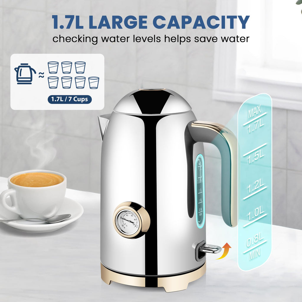 Electric Kettle Fast Boiling 1.7L Stainless Steel Auto Shut Off for Home KE1309BT