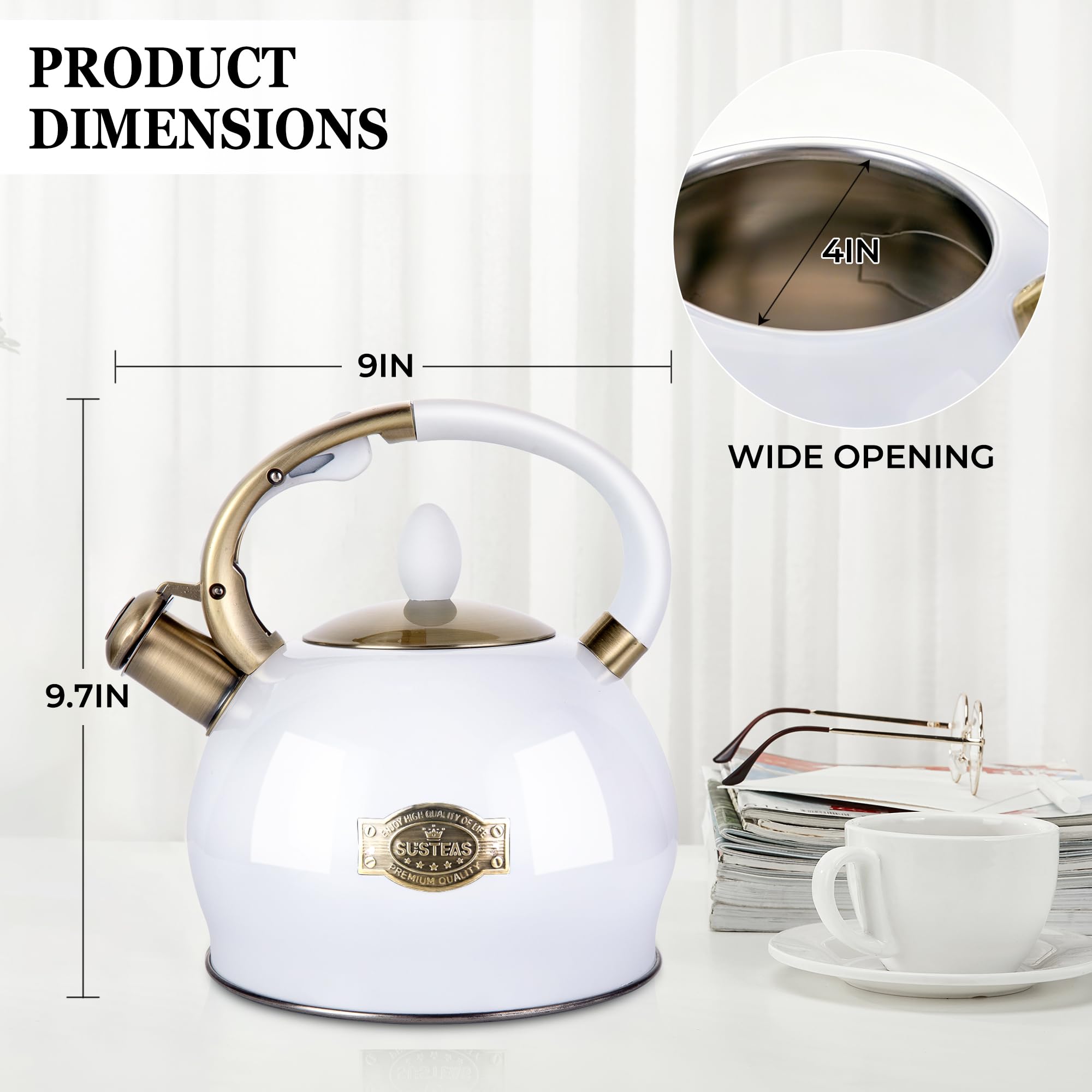 Stovetop Whistling Tea Kettle for Gas & Induction 2.64QT
