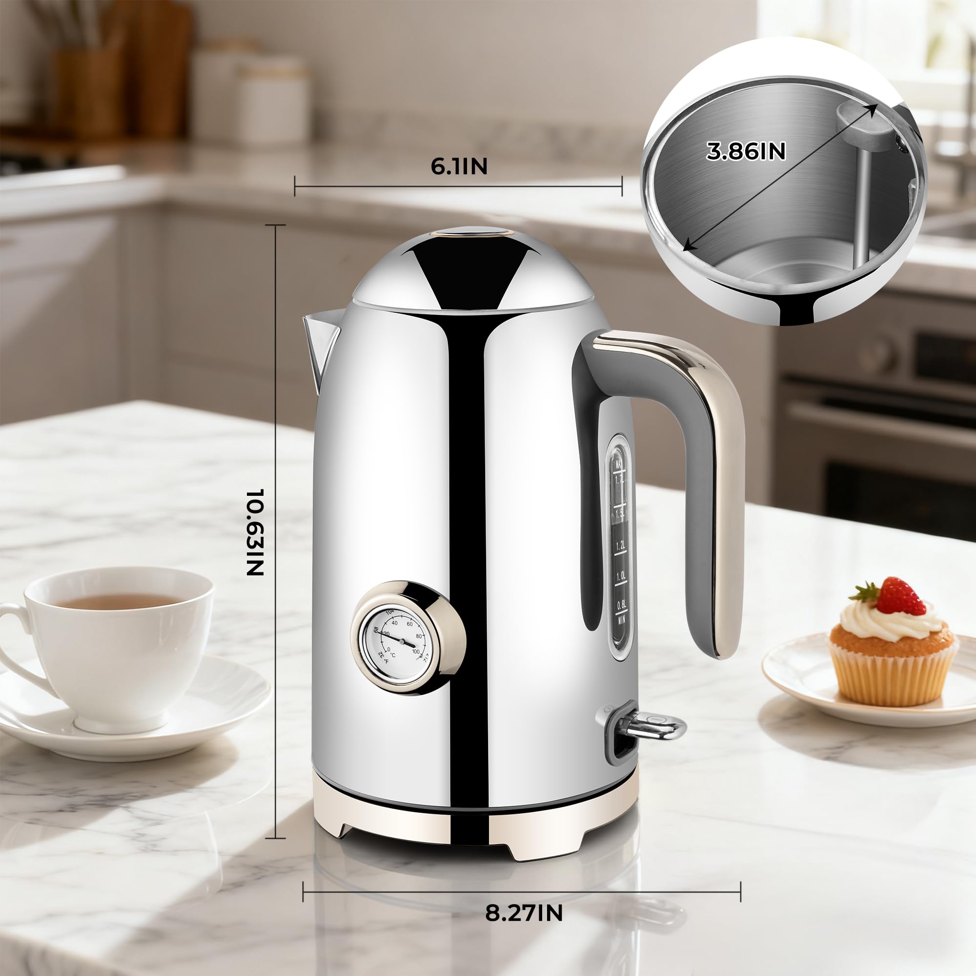 Electric Kettle Fast Boiling 1.7L Stainless Steel Auto Shut Off for Home KE1309BT
