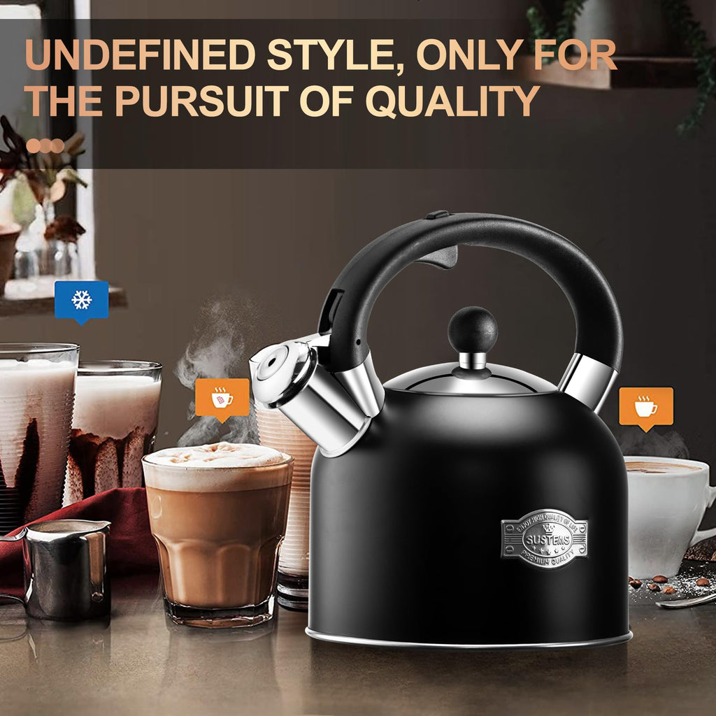 Stovetop Whistling Tea Kettle Stainless Fast Heating Gas Induction Fast Heating 3.17QT